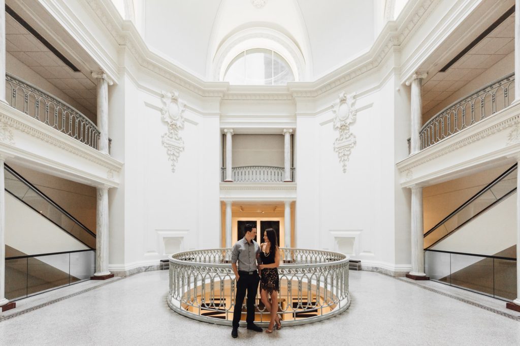 Couple inside the Vancouver Art Gallery.