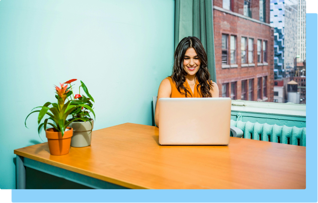 women on computer, following up after networking